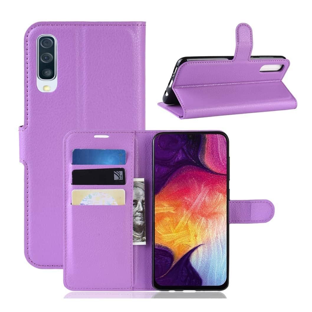 Funda Libro Samsung Galaxy A70 cuero Soporte Lila