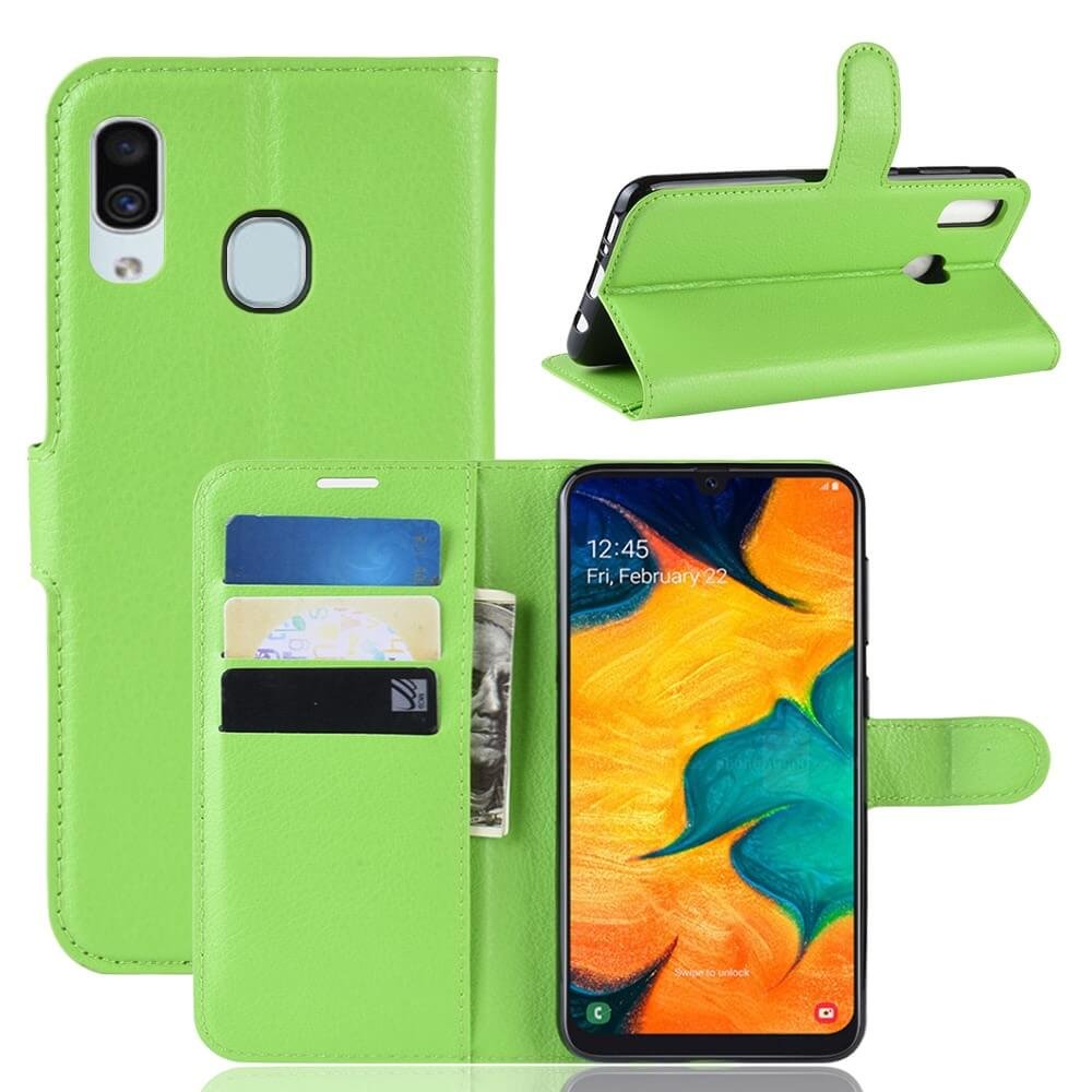 Funda Libro Samsung Galaxy A20e cuero Soporte Verde