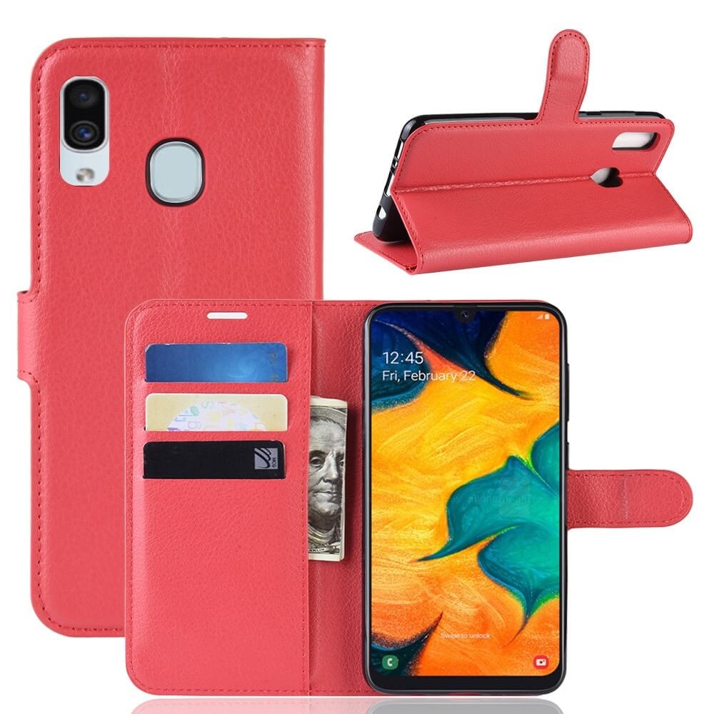 Funda Libro Samsung Galaxy A20e cuero Soporte Roja