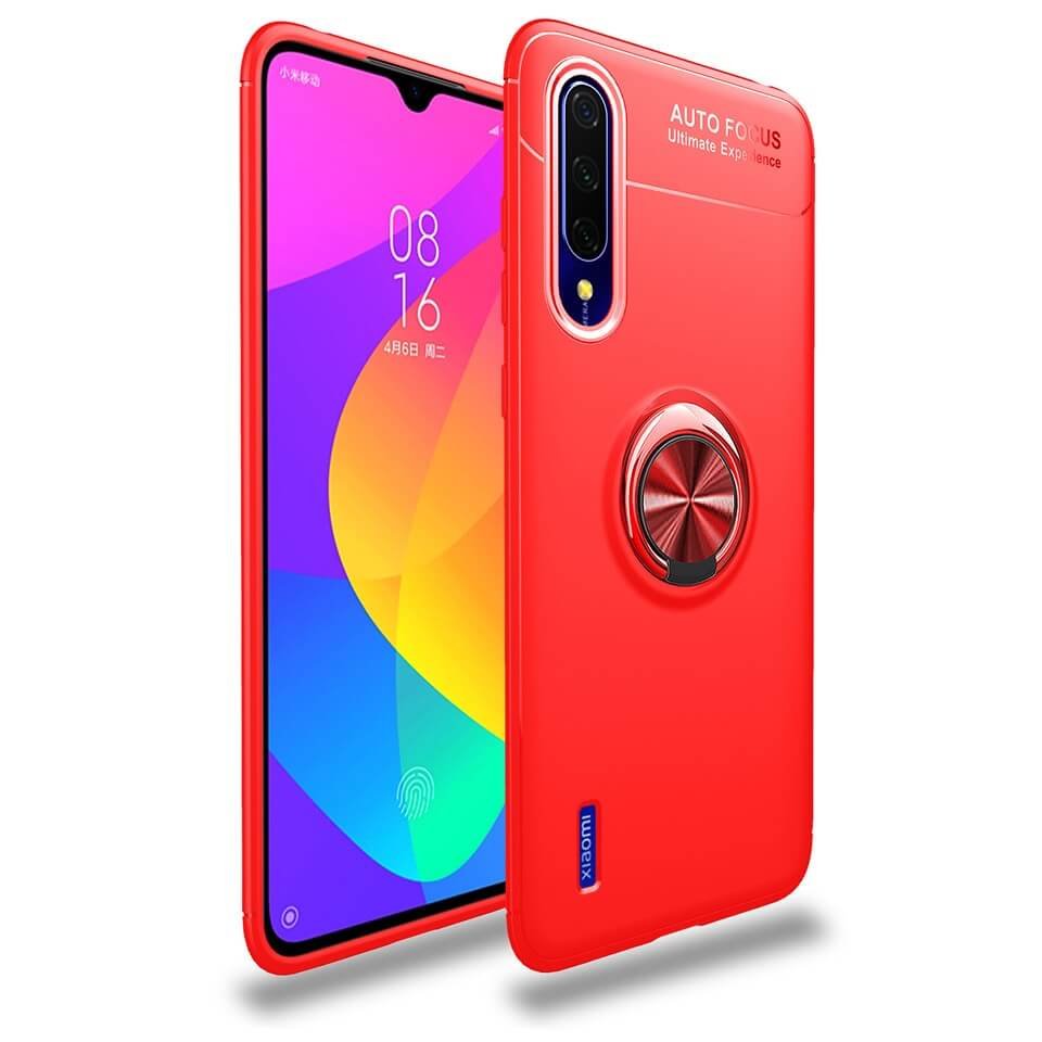 Funda Xiaomi MI 9 Lite Anillo Soporte rojo