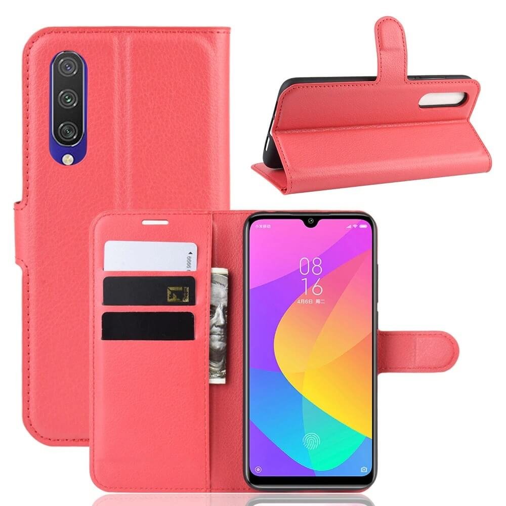 Funda Libro Xiaomi MI 9 Lite cuero Soporte Rojo