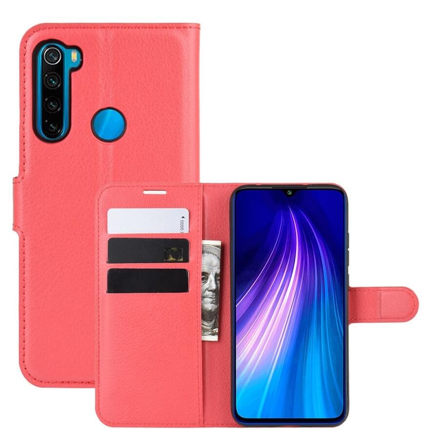 Funda cuero Libro Xiaomi Redmi Note 8 Soporte Video Roja