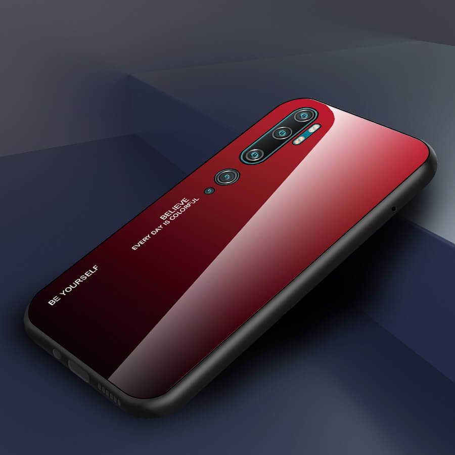 Funda Xiaomi Mi Note 10 Tpu Trasera Cristal rojo