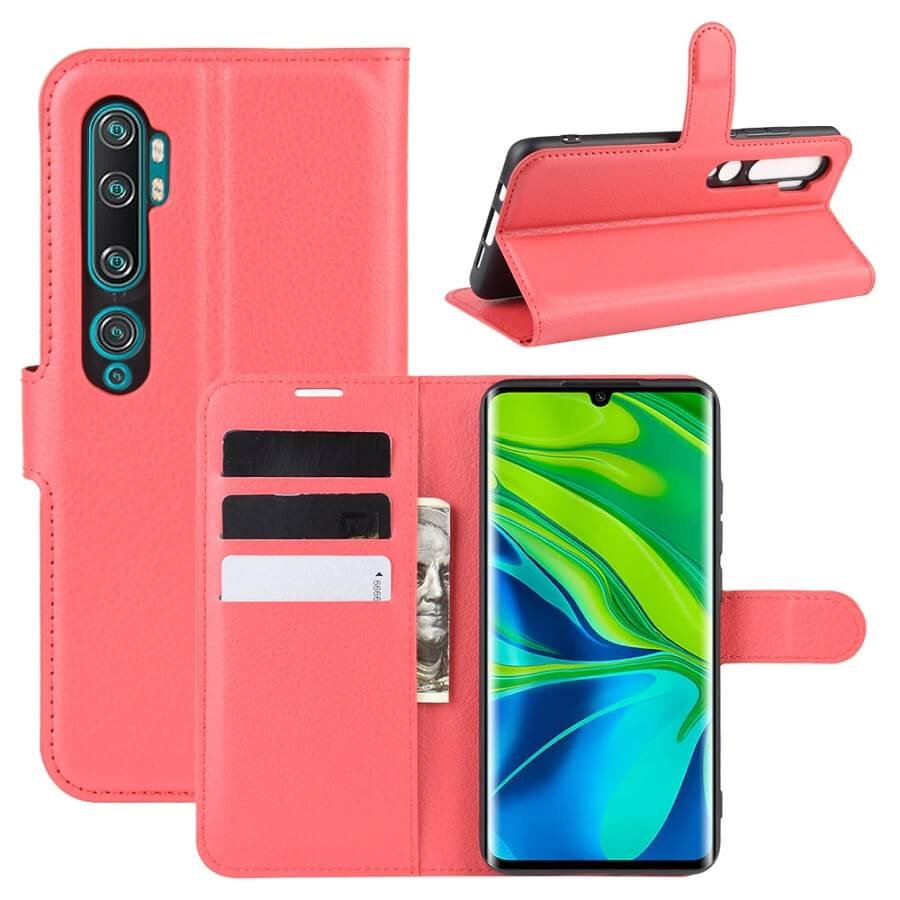 Funda Libro Xiaomi MI Note 10 cuero Soporte Roja