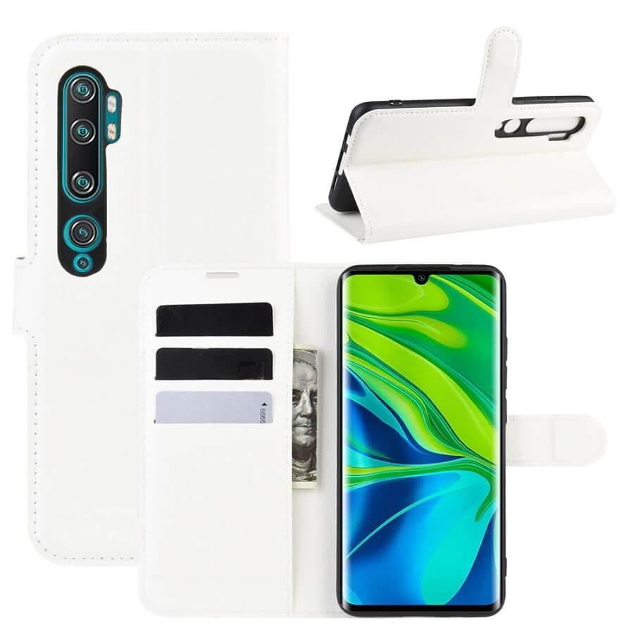 Funda Libro Xiaomi MI Note 10 cuero Soporte Blanca