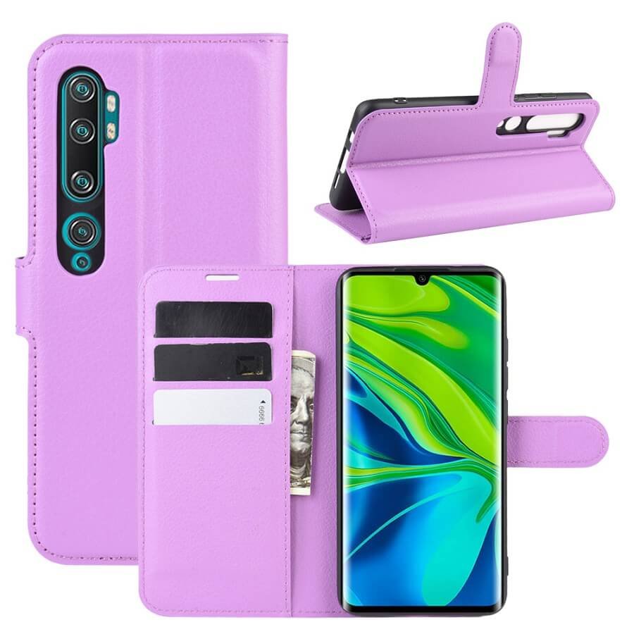 Funda Libro Xiaomi MI Note 10 cuero Soporte Lila