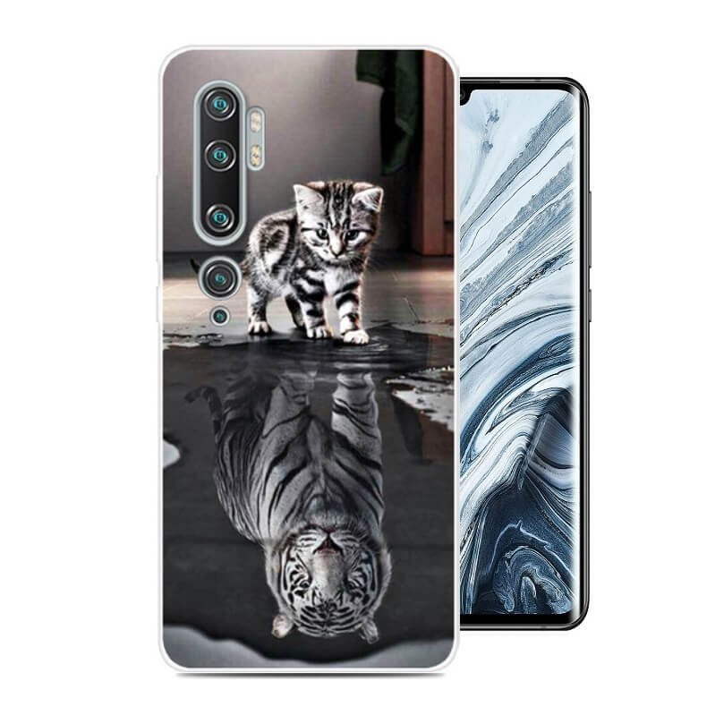 Funda Xiaomi MI Note 10 Gel Dibujo Gato espejo