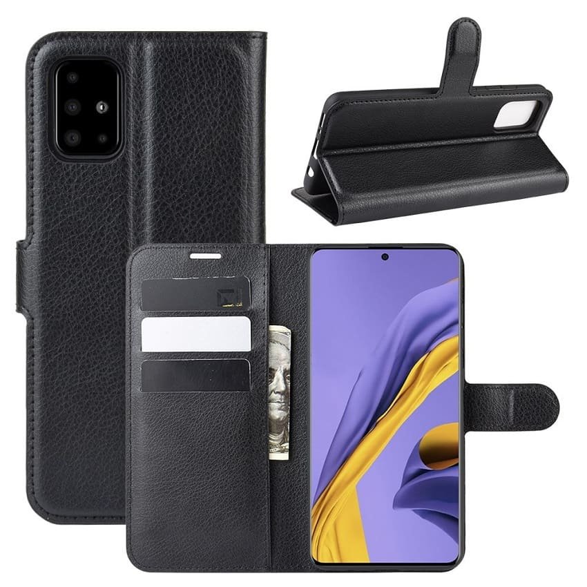 Funda Cuero Samsung Galaxy A51 Libro Soporte Negra