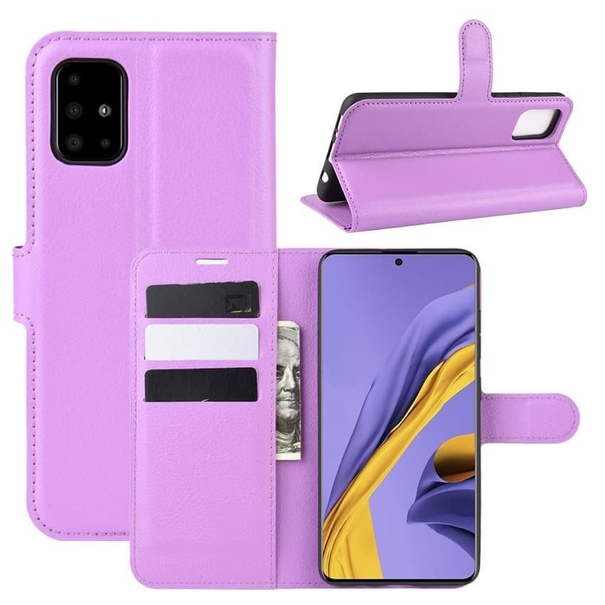 Funda Cuero Samsung Galaxy A51 Libro Soporte Lila