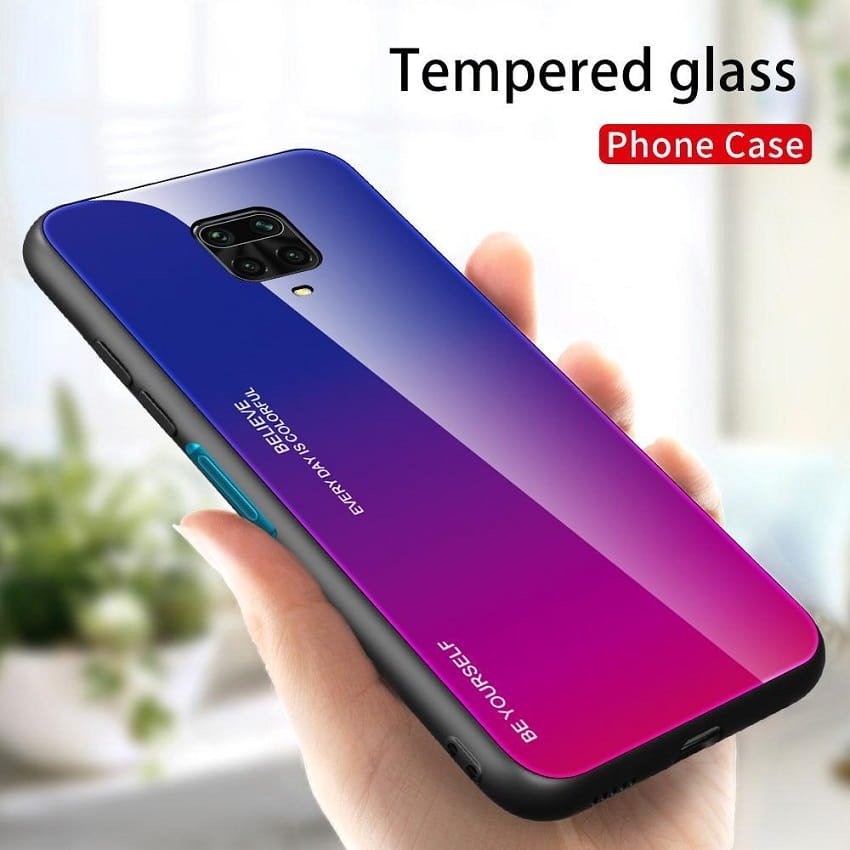Carcasa Xiaomi Redmi Note 9 Pro Trasera Cristal templado fucsia