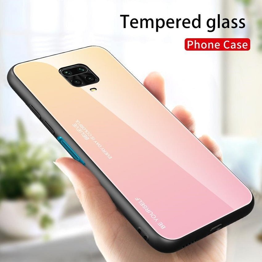 Carcasa Xiaomi Redmi Note 9 Pro Trasera Cristal templado amarilla