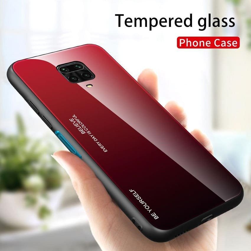 Carcasa Xiaomi Redmi Note 9 Pro Trasera Cristal templado roja