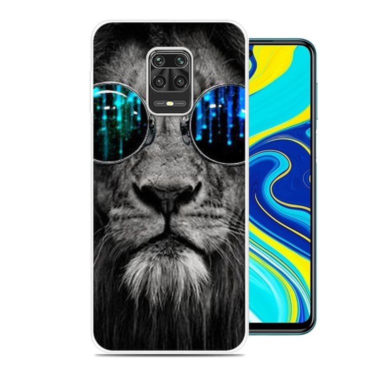 Funda Xiaomi Redmi Note 9 PRO TPU Dibujo Leon con Gafas