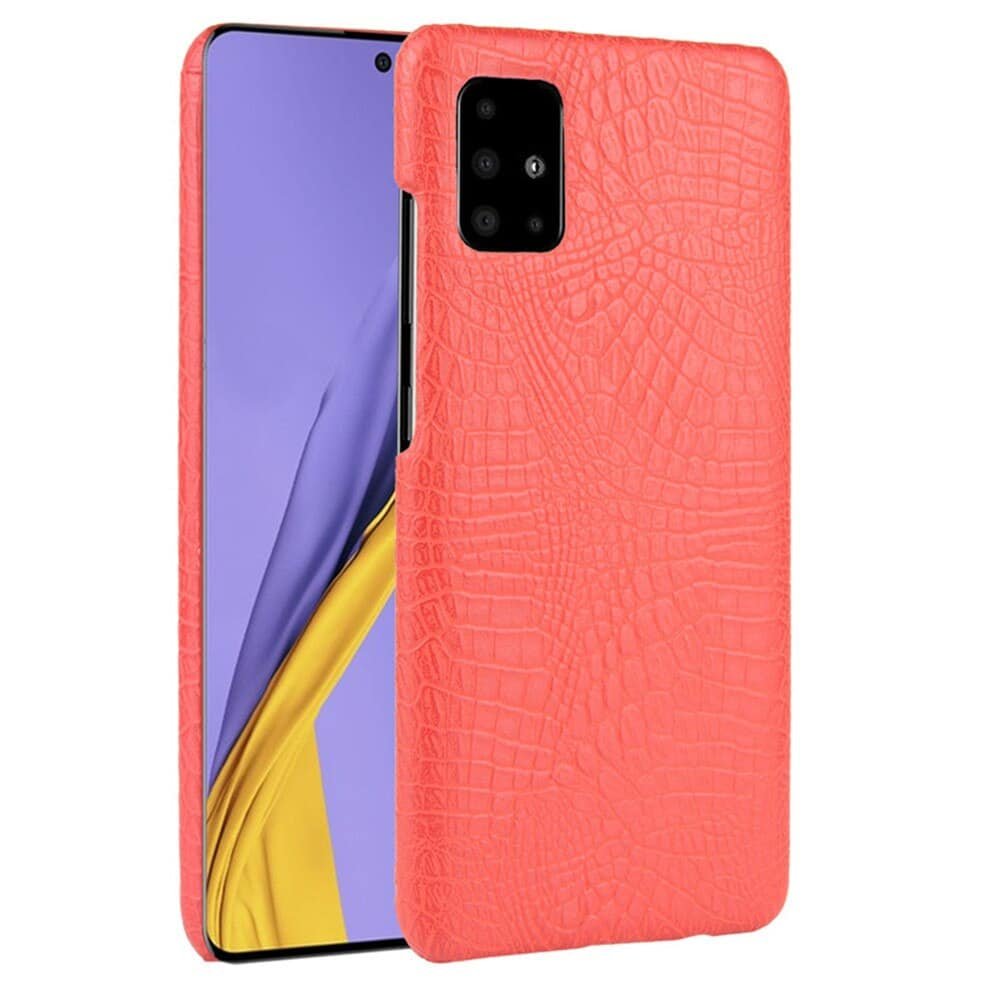 Carcasa Samsung Galaxy A51 Cuero Estilo Croco Roja