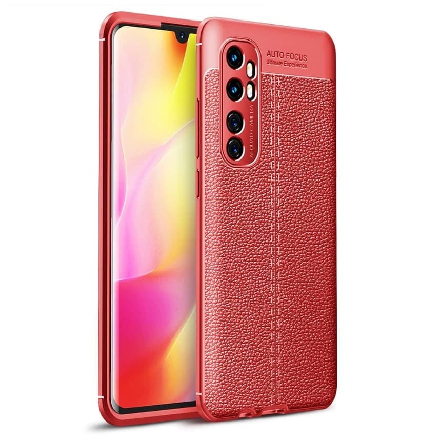 Funda Xiaomi Mi Note 10 Lite Cuero 3D Flexible Roja