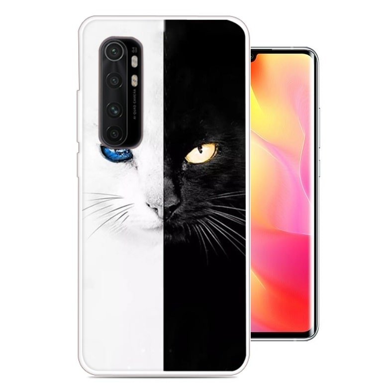 Funda silicona Xiaomi Mi Note 10 Lite Dibujo Gato Bicolor