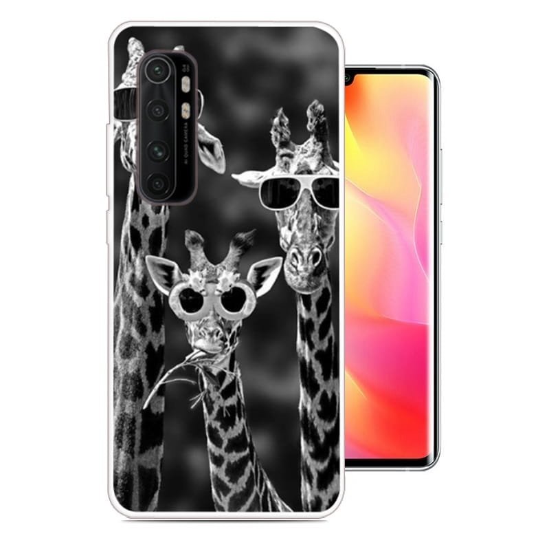Funda silicona Xiaomi Mi Note 10 Lite Dibujo Jirafas