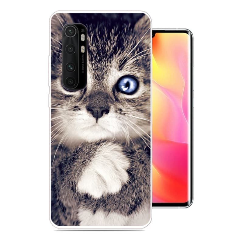 Funda silicona Xiaomi Mi Note 10 Lite Dibujo Gatito