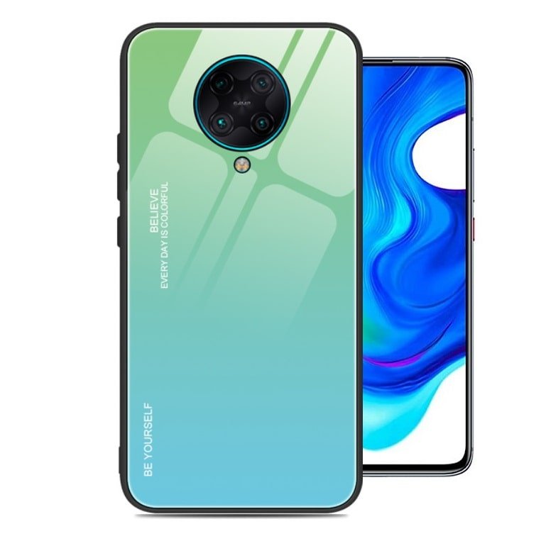 Carcasa Pocophone Poco F2 Pro Trasera Cristal templado turquesa