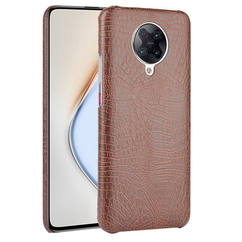 Carcasa Xiaomi Pocophone Poco F2 Pro Cuero Estilo Cocodrilo marron