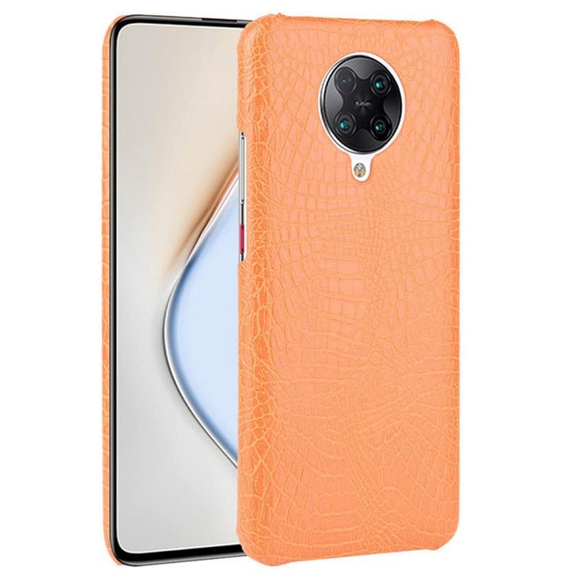 Carcasa Xiaomi Pocophone Poco F2 Pro Cuero Estilo Cocodrilo naranja