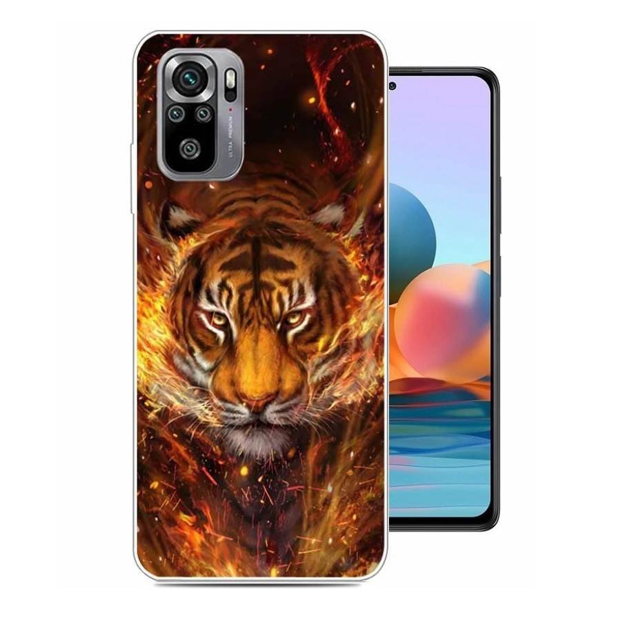 Funda Gel Xiaomi Redmi Note 10 Felino en llamas