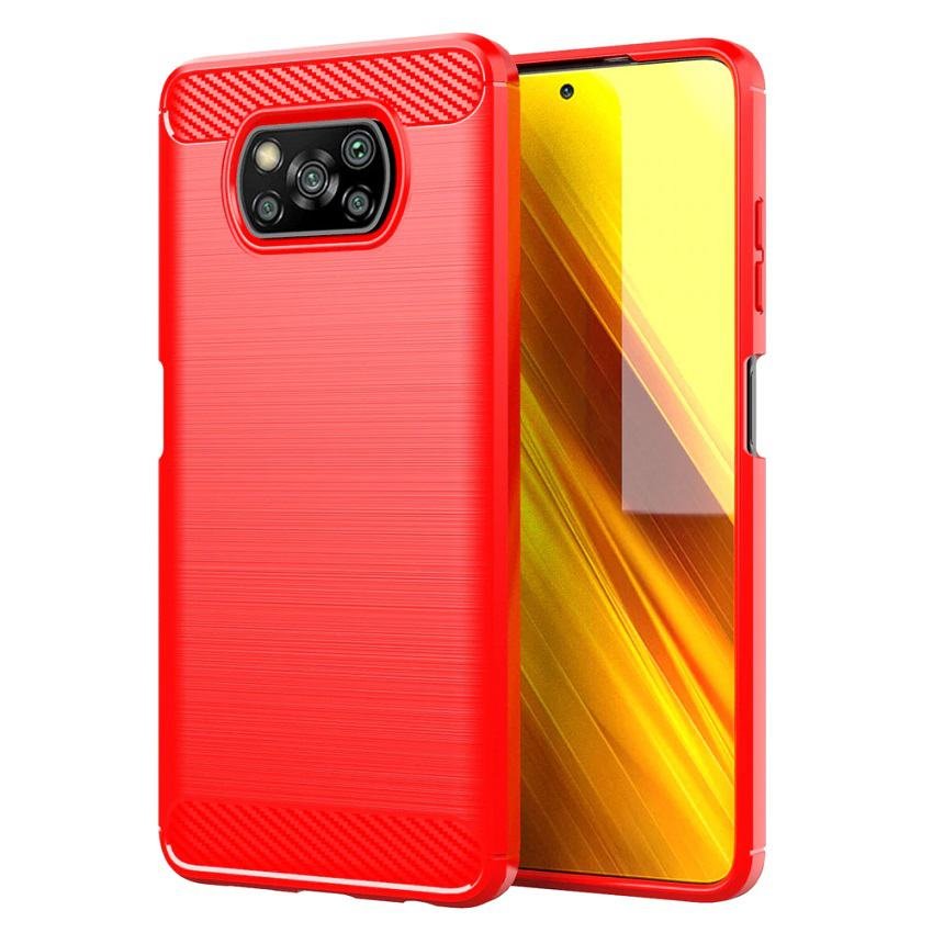 Funda Xiaomi Poco X3 Pro texturada Carbono roja