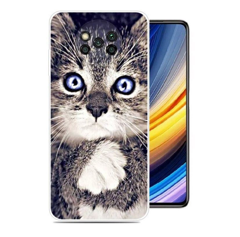 Funda Silicona transparente Pocophone Poco X3 Pro gatito