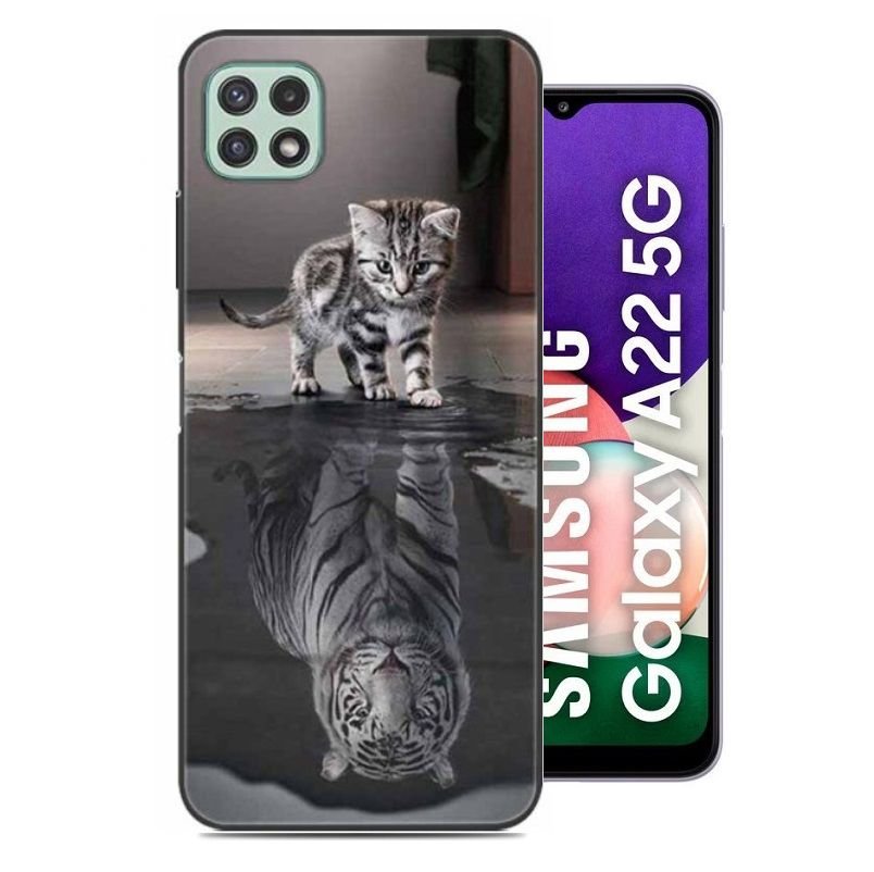 Carcasa flexible Samsung Galaxy A22 5G Felino Espejo