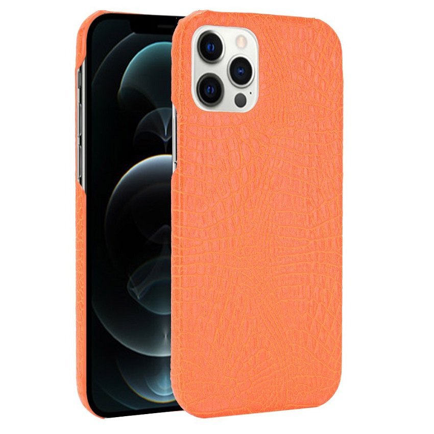 Funda iPhone 13 Pro o Pro Max Textura Cocodrilo naranja