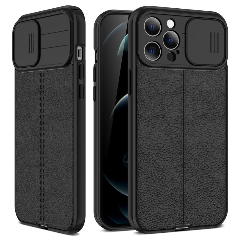 Funda iPhone 13 Pro o Pro Max Silicona cuero Negra
