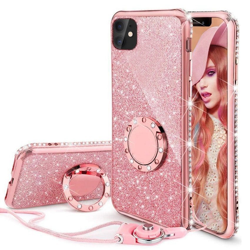 Funda Bling iPhone 13 Pro o Pro Max diamante Oro Rosa