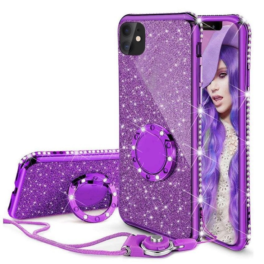 Funda Bling iPhone 13 Pro o Pro Max diamante Morada