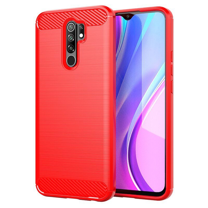 Funda Xiaomi Redmi 9 o 9T Carbono rojo