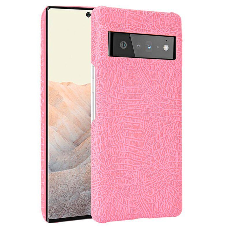 Carcasa Google Pixel 6 Pro Cuero Estilo Croco Rosa