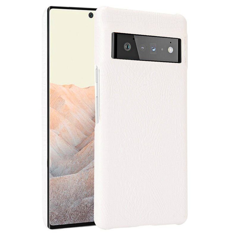 Carcasa Google Pixel 6 Pro Cuero Estilo Croco Blanca