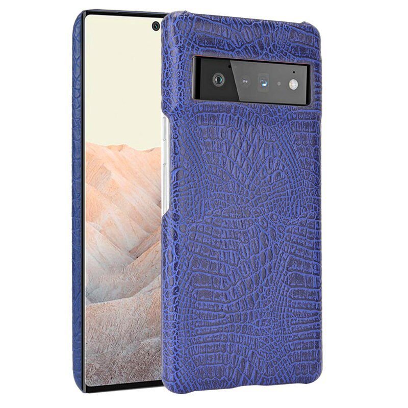 Carcasa Google Pixel 6 Pro Cuero Estilo Croco Azul