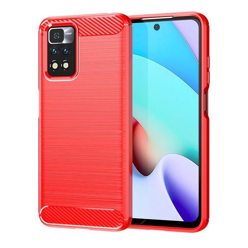 Funda Xiaomi Redmi Note 11 y 11S silicona Cepillada Roja