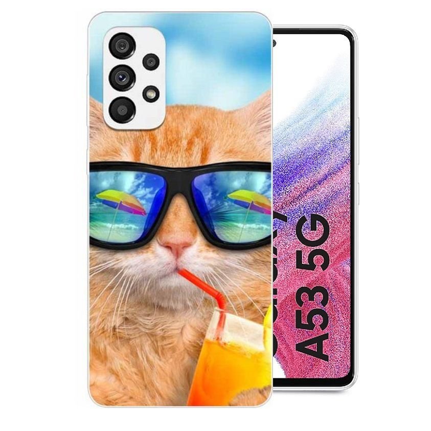 Funda Samsung Galaxy A53 5G silicona Gato feliz