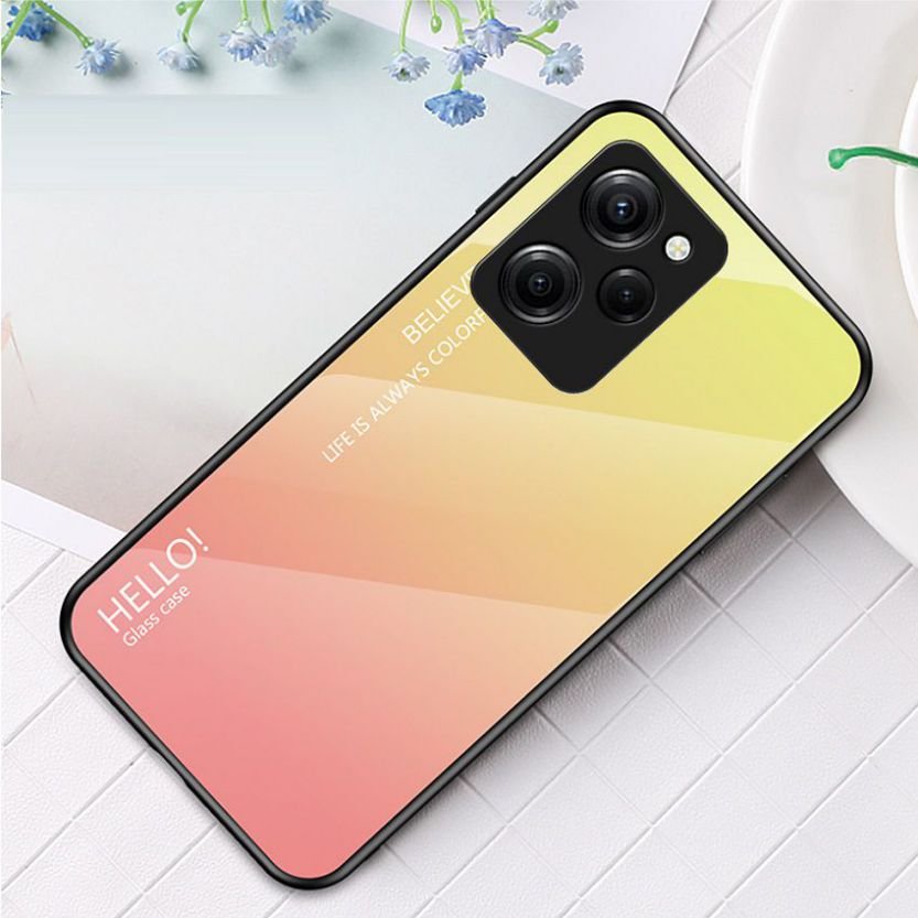 Funda Poco X5 Pro 5G Tpu Trasera Cristal templado Amarilla
