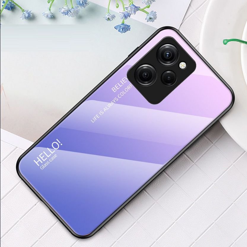 Funda Poco X5 Pro 5G Tpu Trasera Cristal templado Lila