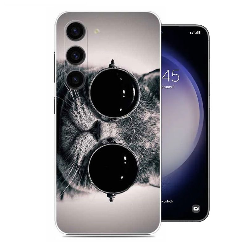 Funda Samsung Galaxy S23 o S23 Plus Dibujo Gatito con gafas