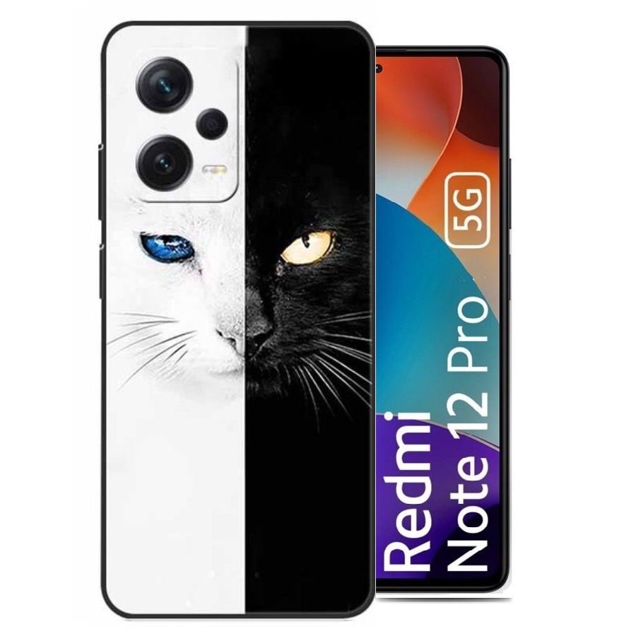 Funda Xiaomi Redmi Note 12 Pro Negro y Blanco silicona. Calidad de