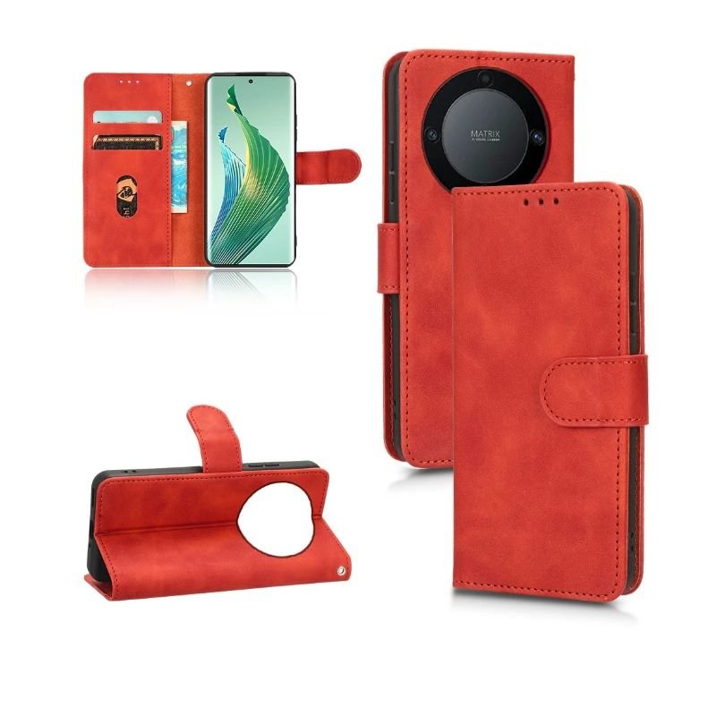 Funda Libro Honor Magic5 Lite cuero Soporte Roja