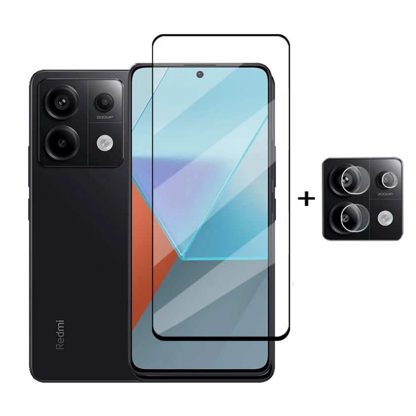 Protector pantalla Xiaomi Redmi Note 13 4G o 5G Cristal Templado y camera Negro