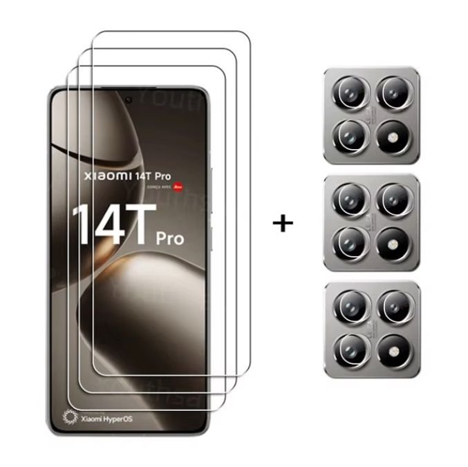 Pack 6 en 1 Cristal Templado Xiaomi 14T transparente