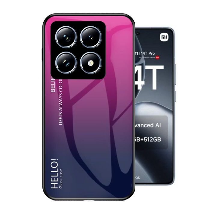 Carcasa Xiaomi 14T Trasera Cristal templado Fucsia