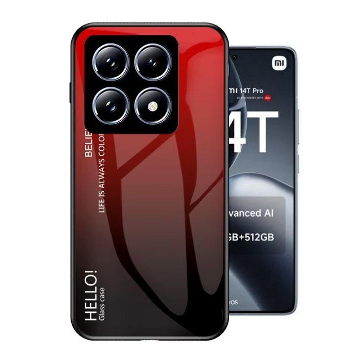 Carcasa Xiaomi 14T Trasera Cristal templado Roja