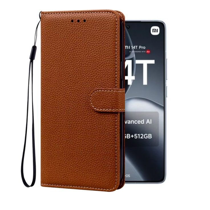 Funda cartera Xiaomi 14T Soporte Marron