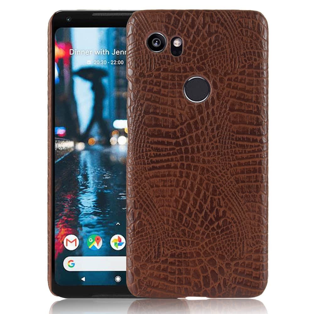 Funda carcasa cuero cocrodilo marron Google pixel 2 XL